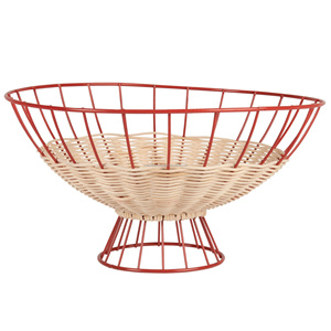 Wire and Ratan round Storage Basket, Tableware and kitchenware fruits basket with base
