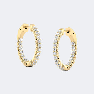 Pendientes de Aro con Diamantes de Corte Redondo de 1.10CTW con Engaste Compartido Tipo Eternity - Product Image 1