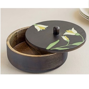 กล่องไม้โรตีอินเดียทำมือ สำหรับใช้บนโต๊ะครัวและจัดระเบียบบ้าน สำหรับเก็บตอร์ติญ่า ภาชนะใส่อาหาร - Product Image 1