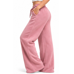 Womens Flare <b>Fleece</b> <b>Trousers</b> Wide Leg Winter Sweatpants Custom Casual Sportswear Wholesale Manufacturer OEM ODM Apparel Supply - Product Image 2