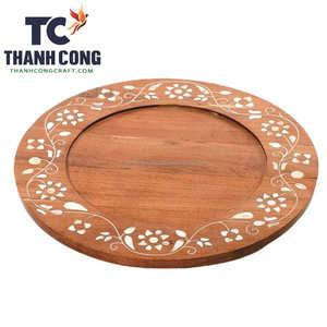 Plateau de service en bois fait main de haute qualité avec finition nacre, qualité alimentaire, taille personnalisable disponible, pour Ramadan et l'Aïd - Product Image 2