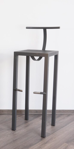 Tabouret de bar moderne industriel en métal noir, avec cadre en tube carré en fer, dossier bas en T, pour comptoir de cuisine - Vente en gros - Product Image 2
