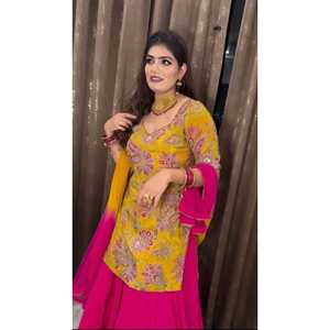 Conjunto de traje de fiesta de diseñador para mujer con trabajo de bordado de secuencia de múltiples agujas - Product Image 2