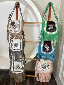 2026 New Arrival Cowhide <b>Fringe</b> Design Crossbody <b>Bag</b> for Women's Top High Quality Genuine Suede Leather Shoulder Handbags - Product Image 2