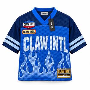 CLAW INTL Unisex Sublimated Soccer Jersey Blue <b>Mesh</b> <b>Short</b> Sleeve V-neck Moisture Wicking Anti-shrink Adjustable Strap Regular - Product Image 1