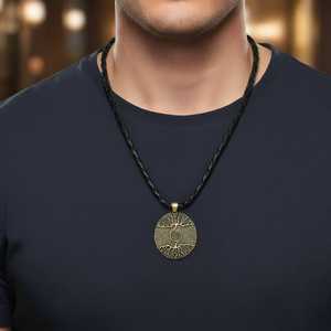 Number Tree <b>Copper</b> Rustic Alloy Pendant with 24-Inch Leather Cord <b>Chain</b> for Men - Product Image 1