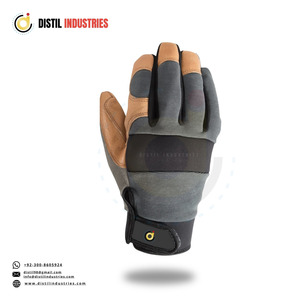 Gants de travail tactiques en cuir Distil Industries, longueur poignet, durables, pour usage extérieur, gris et marron - Product Image 1