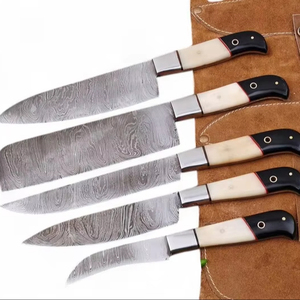 Ensemble de couteaux de chef professionnels légers en acier Damas sur mesure, manche intégral en bois de Pakka, pour la découpe quotidienne et la cuisine, cadeaux OEM/ODM - Product Image 1