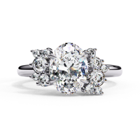 Bague de fiançailles en moissanite taille ovale, alliance de mariée taille brillant rond, plaqué or blanc, bijoux pour femme