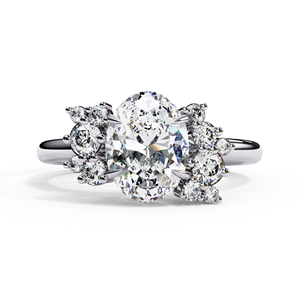 Anillo de Compromiso de Moissanita con Corte Ovalado, Banda Nupcial Redonda Brillante, Chapado en Oro Blanco, Joyería para Mujer - Product Image 2