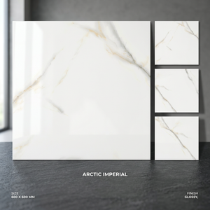 Azulejos de Porcelana Brillante con Patrón de Mármol Moderno de 20 mm, 600x600 mm, para Baño y Uso en Exteriores, Adhesivos, para Pisos Interiores de Villas - Product Image 2