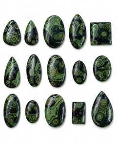 Jaspe Kambaba Natural, Corte Ovalado, Verde Cocodrilo, Patrón Orb, Piedra Pulida, Certificado por Terceros, Efecto de Color, Rajasthan - Product Image 1