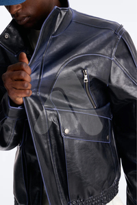 Blouson Bomber et Veste de Course en Cuir Personnalisés pour Hommes – Service OEM – Col Montant, Logo Frontal, Coupe-Vent, Respirant, Imperméable, Style Streetwear - Product Image 3