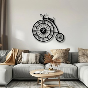Earliest Century Style Bicycle Shape Wall <b>Clock</b> For Living Room Time Management Helps Maintain Daily Routine And Schedule - Product Image 2