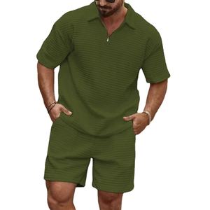 El más nuevo conjunto de hombre Trend Fashion manga corta Fitness T-shirt + Sports shorts Traje de hombre Dos piezas Color sólido chándal para correr - Product Image 4