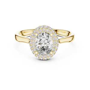 Anillo de Compromiso con Halo de Moissanita de Corte Ovalado, Plata de Ley 925, Chapado en Oro Amarillo, Anillo de Boda para Mujer - Product Image 1