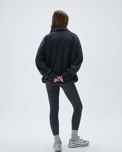 Sweat-shirt surdimensionné à fermeture éclair pour femme, en molleton de coton, à épaules tombantes, col montant, de haute qualité - Product Image 3