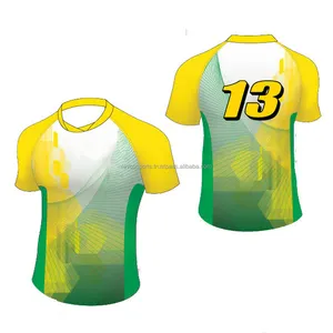 黄色和绿色橄榄球球衣苏格兰橄榄球球衣2024短袖跳羚橄榄球球衣新缝制足球衫
