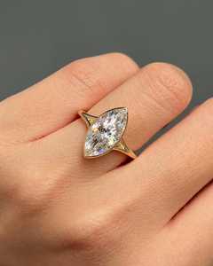 Split Shank Marquise Cut Diamond Solitaire <b>Ring</b> 3.00CT Lab Grown 14K Solid Gold For Women's <b>Proposal</b> Gift For Girlfriends - Product Image 2