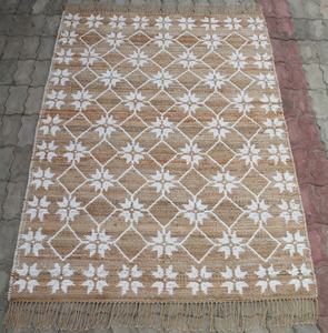Hecho a mano clásico fibra Natural cuadrado diseño Floral yute algodón Chenille Kilim Jacquard tejido plano Alfombra conjunto hogar alfombras - Product Image 1