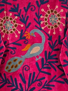 Chaqueta de Terciopelo Bordada a Mano con Cuello Mandarín, Manga Larga, Estampado Floral, Estilo Prairie Chic Otoñal, Talla Grande para Mujer - Product Image 4