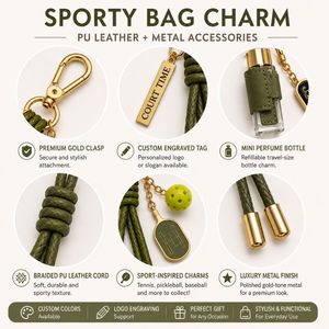 PU Leather Sports Keychain Bag Charm With <b>Perfume</b> Bottle - Product Image 6