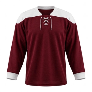 Maillot de hockey sur glace unisexe, couleur personnalisée, col en V, manches longues, blocs de couleur, respirant, polyester, coupe classique, vêtements de sport - Product Image 1