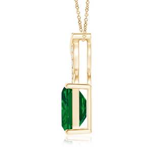 Colgante de Oro Sólido de 14k con Esmeralda Verde Natural y Diamantes Entrelazados, Hermoso Diseño, Joyería Fina de Lujo para Fiestas - Product Image 3