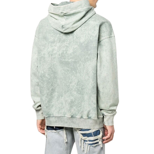 Sweat-shirts à capuche pour hommes de haute qualité, doublés, imperméables, épais, lourds, surdimensionnés, en coton, effet vieilli, style rétro, délavé à l'acide - Product Image 4