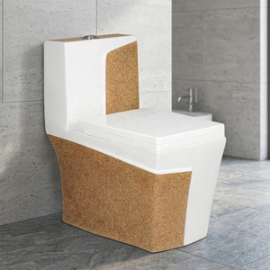 WC monobloc en céramique moderne du Gujarat avec abattant hydraulique et raccords, chasse d'eau double, pour usage extérieur - Product Image 2