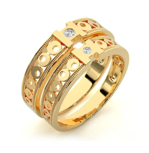 925 Sterling Silver Gold Plated Geometric <b>Couple</b> <b>Rings</b> - Product Image 1