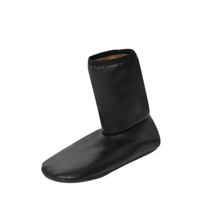 Chaussons d'hiver noirs en maille épaisse, doublés de peluche, antidérapants, en cuir PU, pour hommes et femmes - Product Image 1