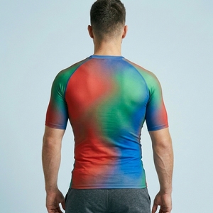 Mens Quick Dry Compression Sports Shirt Custom Half Sleeve Fitness Workout Athletic Training Top - Product Image 5