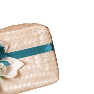 Unique <b>Round</b> Bamboo Gift <b>Box</b> Handcrafted Bamboo Picnic Basket Sustainable Natural Storage with Elegant Flower Decor - Product Image 4