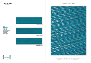 Azulejo Cerámico Brillante Teal Neo de 75x300mm, Colección Lavaline, Azulejo de Pared con Diseño Lineal Acanalado Teal Neo Vibes, Aleatorio 03 - Product Image 2
