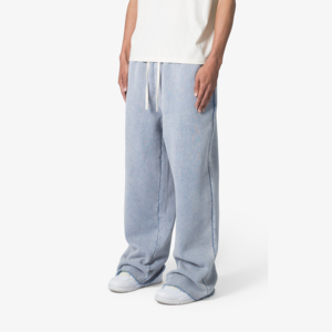 Pantalones Deportivos de Algodón para Hombre, Color Azul Claro, Corte Ancho, Cintura Elástica con Cordón, Bolsillos Laterales, Transpirables, Tejido de Punto, para Otoño 2026 - Product Image 2