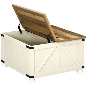 Tavolino da Caffè Quadrato Grande Eco-Friendly Stile Rustico con Contenitore, Tavolo Centrale in Legno per Soggiorno, Realizzato in Ottone - Product Image 1
