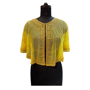2026 Beaded Sequins Lace Cape 100% Cotton <b>Fabric</b> Cloth Use Best Price From India - Product Image 1