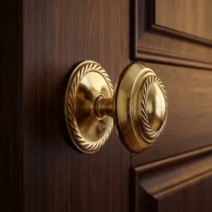 Metal Door Knob Gold Finish set of 4 Decorative Round <b>Cabinet</b> Drawer Pull Handle <b>Vintage</b> Antique Furniture Hardware - Product Image 5