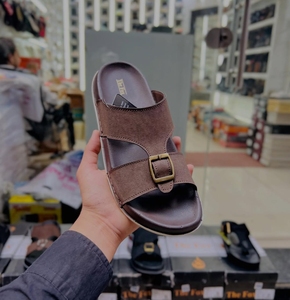 Fox Men Genuine Leather Casual Flat <b>Sandals</b> Open Toe Buckle Closure Breathable Front/Rear Strap Anti-Slip Rubber Outsole - Product Image 4