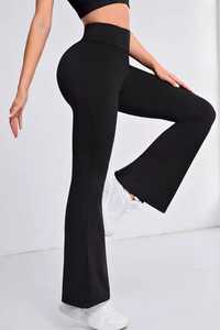Whiteaura International Custom Mid Waist Loose Fit Fleece <b>Flare</b> Yoga Pants Breathable Stretchy Workout <b>Leggings</b> Patchwork - Product Image 4