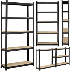 Scaffale di Stoccaggio in Acciaio a 5 Ripiani Regolabili, Design Moderno Nero per Cucina, Soggiorno, Ufficio, Camera da Letto, Bagno e Attrezzi - Product Image 2