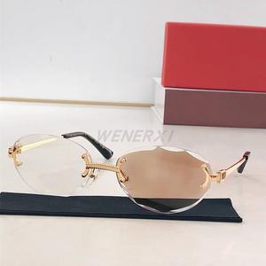 Gafas de Sol Fashiony2k Sin Montura, Poligonales, Metálicas de Alta Gama, Degradado Retro Circular, Color Degradado, Gafas de Sol de Lujo para Mujer y Hombre - Product Image 6