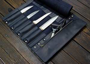 Sac à couteaux en cuir de vache véritable, résistant aux odeurs, robuste et durable, pour le rangement des couteaux de cuisine et les voyages, LSKR-0090 - Product Image 5