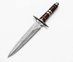 Cuchillo utilitario de acero de Damasco hecho a mano con hoja de punta caída y mango de palisandro oscuro, personalizable para OEM, pieza de exhibición ejecutiva DIY - Product Image 5