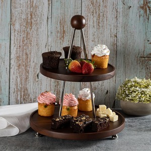 Support de service à étages en bois rustique, élégant plateau de présentation pour desserts et cupcakes, idéal pour les dîners et les fêtes - Product Image 1