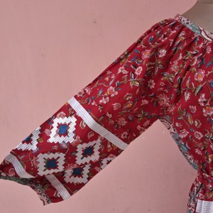 Robe longue élégante pour femme, tendance et très vendue, à manches longues, col en U, imprimé floral, broderie en coton, style décontracté vintage - Product Image 5