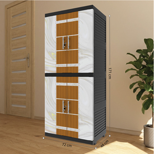 Gabinete de Almacenamiento de Plástico Resistente de 4 Puertas, 72x48x171cm, con Diseño Minimalista Anti-Rayones - Product Image 2