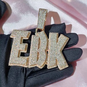 Iced Out Hiphop <b>Pendant</b> 925 <b>Silver</b> VVS Moissanite <b>Pendant</b> Micro Insert <b>Pendant</b> Pave <b>initial</b> Letter <b>Pendant</b> Pass For Diamond Test - Product Image 1
