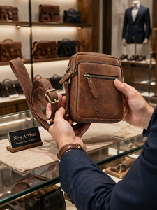 Sac bandoulière mini en cuir véritable Wriza Vintage pour homme – Sac à bandoulière décontracté de qualité supérieure, petit sac de voyage de créateur - Product Image 5